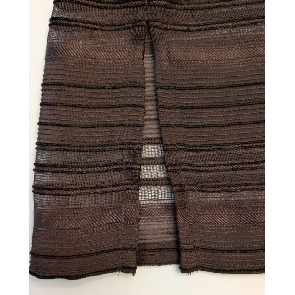 Chicos Design Sheer Shirt Striped Brown Button-Up Woven Size 3 Womens XL 16 - Picture 7 of 10